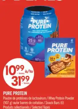 Pharmaprix PURE PROTEIN Whey Protein Powder (907 g) or Snack Bars (6) offer