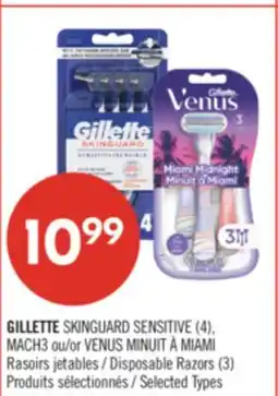Pharmaprix GILLETTE SKINGUARD SENSITIVE (4), MACH3 or VENUS MINUIT À MIAMI Disposable Razors (3) offer