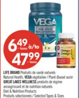 Pharmaprix LIFE BRAND Natural Health, VEGA GREAT LAKES WELLNESS Diet & Nutrition Products offer