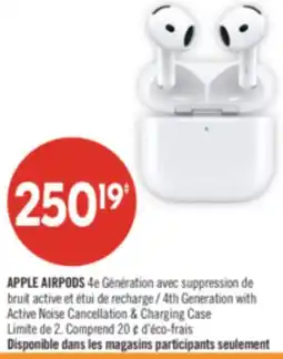 Pharmaprix APPLE AIRPODS 4th Generation with Active Noise Cancellation & Charging Case offer