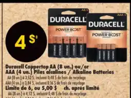 Pharmaprix Duracell Copper top AA (8 ct.) or AAA (4 ct.) Alkaline Batteries offer