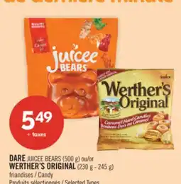Pharmaprix DARE JUICEE BEARS (500 g) or WERTHER'S ORIGINAL (230 g - 245 g) Candy offer