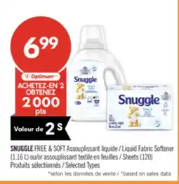 Pharmaprix SNUGGLE FREE & SOFT Liquid Fabric Softener (1.16 L) or Sheets (120) offer