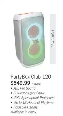 The Brick JBL PartyBox Club 120 160W Light Up Bluetooth Portable Party Speaker (JBLPBCLUB120SWAM) offer