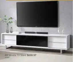 The Brick Amelia 89 Modern TV Stand with Storage and Cable Management for TVs up to 100- White & Black Two offer