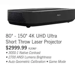 The Brick Hisense PL2 80 - 150 4K Ultra Short Throw Laser Cinema Projector offer