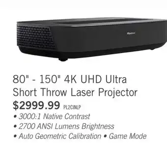 The Brick Hisense PL2 80 - 150 4K Ultra Short Throw Laser Cinema Projector offer