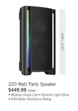 The Brick TCL TP200K 220W IPX4 Waterproof Portable Party Speaker (TP200K) offer