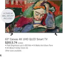 The Brick Hisense 65 Canvas QLED 4K HDR10+ Dolby Vision 144Hz Google Smart TV (65S7N) offer