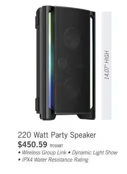 The Brick TCL TP200K 220W IPX4 Waterproof Portable Party Speaker (TP200K) offer