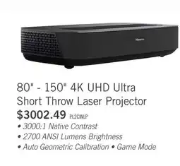 The Brick Hisense PL2 80 - 150 4K Ultra Short Throw Laser Cinema Projector offer
