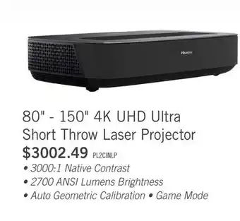 The Brick Hisense PL2 80 - 150 4K Ultra Short Throw Laser Cinema Projector offer