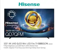 The Brick Hisense 100 QD7QFM Series Mini-LED QLED AI Fire TV (100QD7QFM) offer