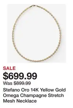 TSC Stores Stefano Oro 14K Yellow Gold Omega Champagne Stretch Mesh Necklace offer