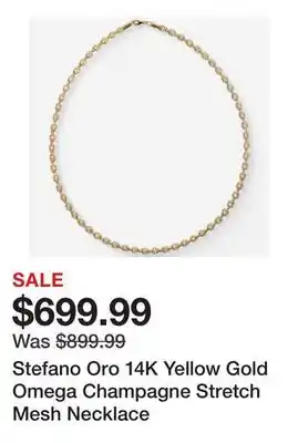 TSC Stores Stefano Oro 14K Yellow Gold Omega Champagne Stretch Mesh Necklace offer