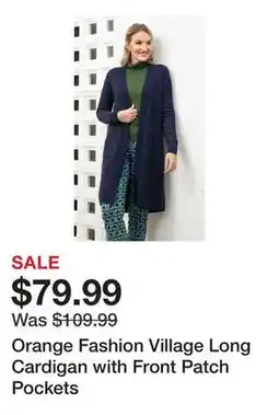 TSC Stores Orange Fashion Village Long Cardigan with Front Patch Pockets offer