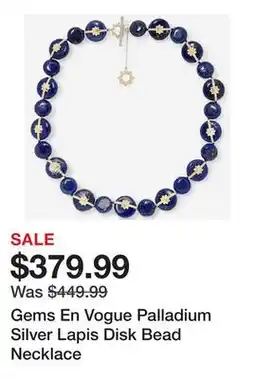 TSC Stores Gems En Vogue Palladium Silver Lapis Disk Bead Necklace offer