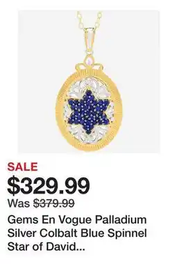 TSC Stores Gems En Vogue Palladium Silver Colbalt Blue Spinnel Star of David Pendant offer