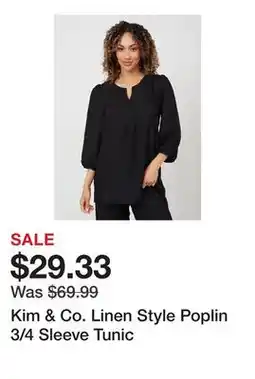 TSC Stores Kim & Co. Linen Style Poplin 3/4 Sleeve Tunic offer