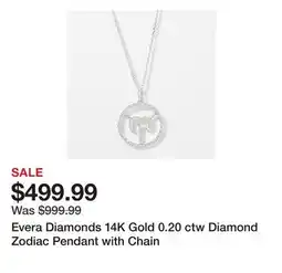 TSC Stores Evera Diamonds 14K Gold 0.20 ctw Diamond Zodiac Pendant with Chain offer