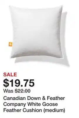 TSC Stores Canadian Down & Feather Company White Goose Feather Cushion (medium) offer