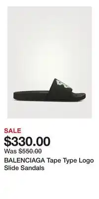 Holt Renfrew BALENCIAGA Tape Type Logo Slide Sandals offer