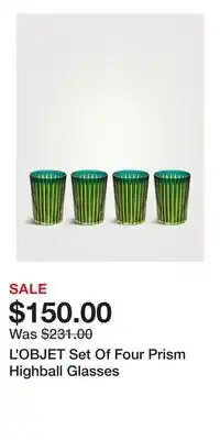 Holt Renfrew L'OBJET Set Of Four Prism Highball Glasses offer