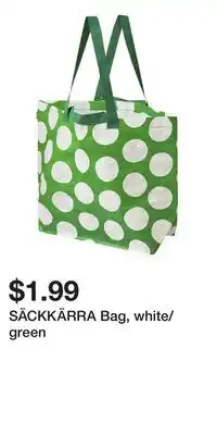 IKEA SÄCKKÄRRA Bag, white/green offer