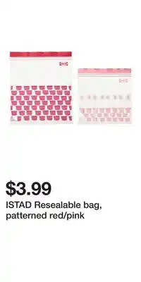 IKEA ISTAD Resealable bag, patterned red/pink offer