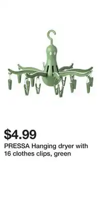 IKEA PRESSA Hanging dryer with 16 clothes clips, green offer
