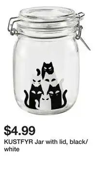 IKEA KUSTFYR Jar with lid, black/white offer