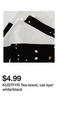 IKEA KUSTFYR Tea-towel, cat eye/white/black offer