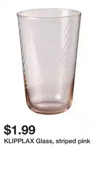 IKEA KLIPPLAX Glass, striped pink offer