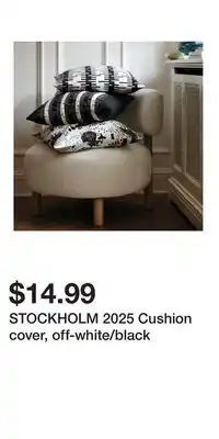 IKEA STOCKHOLM 2025 Cushion cover, off-white/black offer