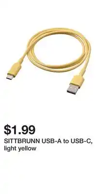 IKEA SITTBRUNN USB-A to USB-C, light yellow offer