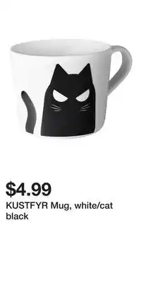 IKEA KUSTFYR Mug, white/cat black offer