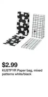 IKEA KUSTFYR Paper bag, mixed patterns white/black offer