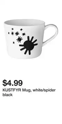 IKEA KUSTFYR Mug, white/spider black offer