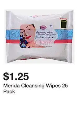 Dollarama Merida Cleansing Wipes 25 Pack offer