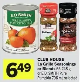 IGA Club house la grille seasonings or blends or e.d. smith pure pumpkin offer