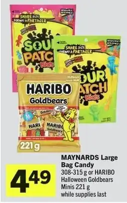 IGA Maynards large bag candy or haribo halloween goldbears minis offer