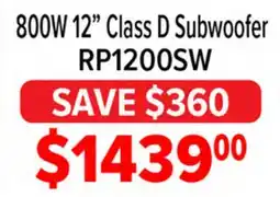 2001 Audio Video RP1200SW 800W 12 Class D Subwoofer offer