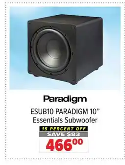 2001 Audio Video ESUB10 PARADIGM 10 Essentials Subwoofer offer
