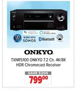 2001 Audio Video TXNR5100 ONKYO 7.2 Ch. 4K/8K HDR Chromecast Receiver offer
