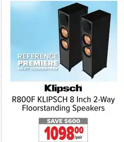 2001 Audio Video R800F KLIPSCH 8 Inch 2-Way Floorstanding Speakers offer