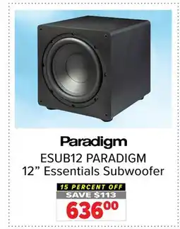 2001 Audio Video ESUB12 PARADIGM 12 Essentials Subwoofer offer