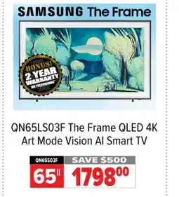 2001 Audio Video The Frame 65 QLED 4K Art Mode Vision AI Smart TV offer
