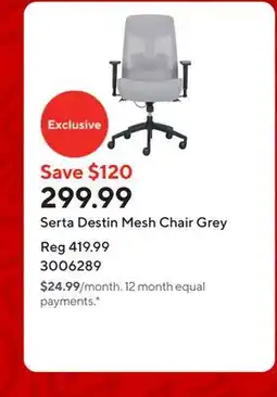 Staples Serta Destin Mesh Chair Grey offer