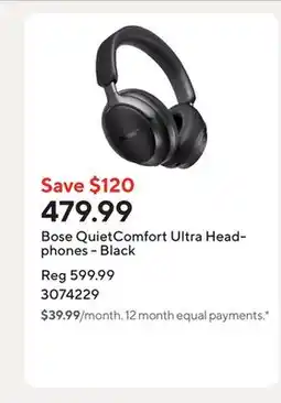 Staples Bose QuietComfort Ultra Headphones - Black offer