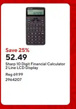 Staples Sharp 10 Digit Financial Calculator 2 Line LCD Display offer